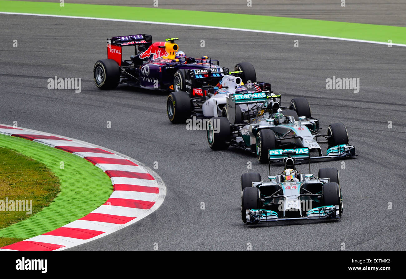 Formula One Grand Prix of Spain 2014 ---- first curve after the start, lap one Stock Photo