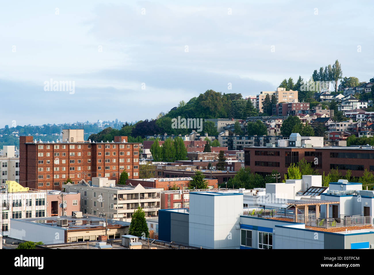 A view of the Queen Anne neighborhood in Seattle, Washington Stock
