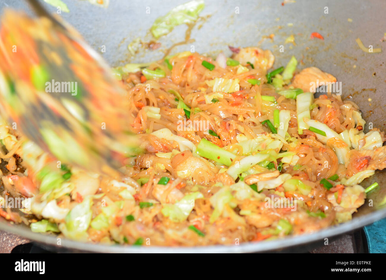 A chef cooking Pad thai , Stir fry noodles Stock Photo - Alamy