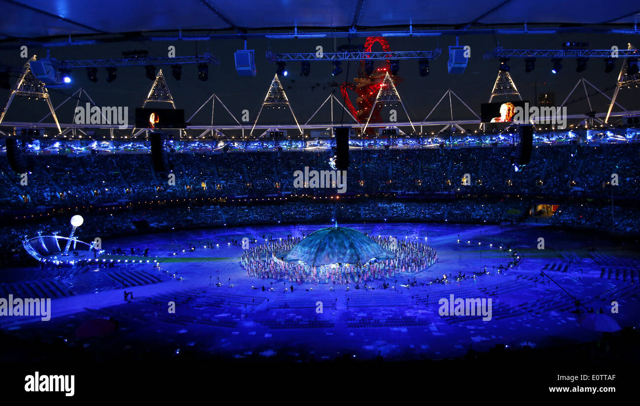 A general view of the Olympic Stadium during the opening ceremony of the London 2012 Paralympic Games, London, Britain, 29 August 2012. The London 2012 Paralympic Games run through the closing ceremony on 09 September. Stock Photo