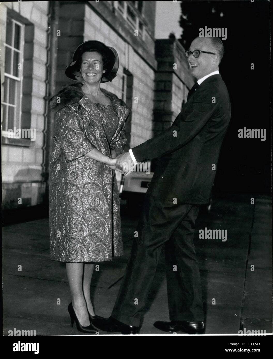 Sep. 09, 1960 - The Duke of Bedford Marries; The 43 year old Duke of Bedford was married yesterday, to 40 year old MME, Nicole Milinair, French TV producer, at the register Office at Ampthill, Bedfordshire. Photo Shows Happy picture of The DUke of Bedford and his bride, at Woburn Abbay, the Duke's home yesterday. Stock Photo