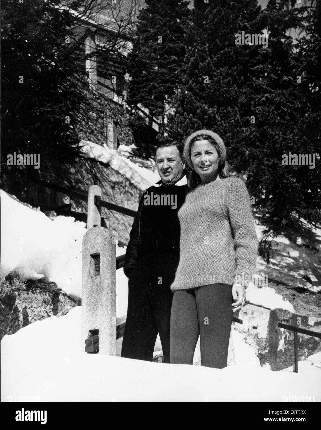 Businessman Henry Ford II on a winter holiday with one of his wives Stock Photo