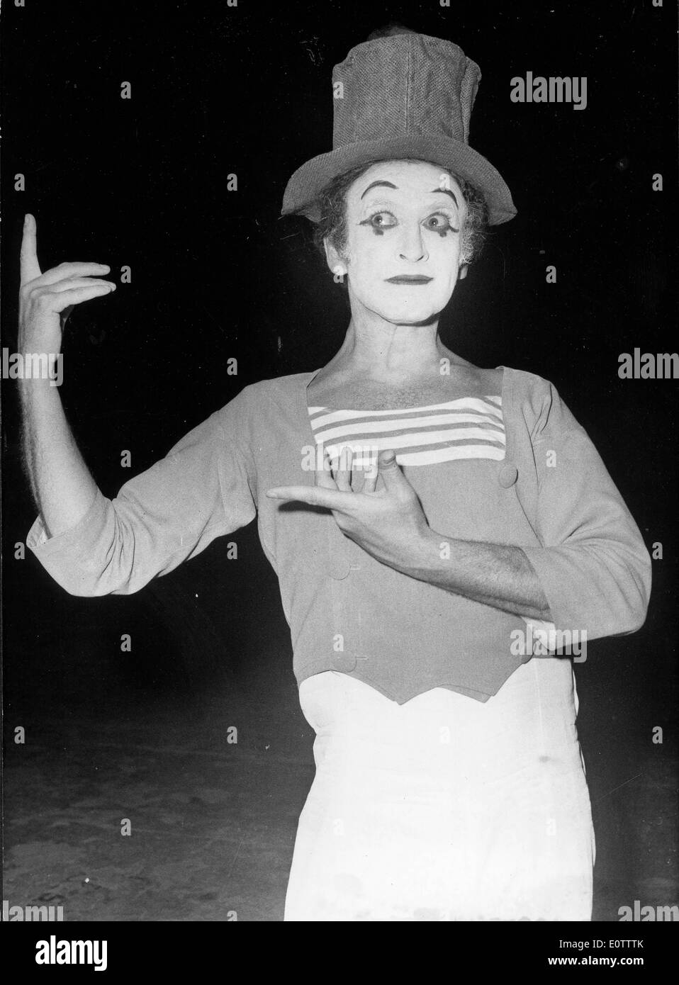 Portrait of French mime Marcel Marceau Stock Photo