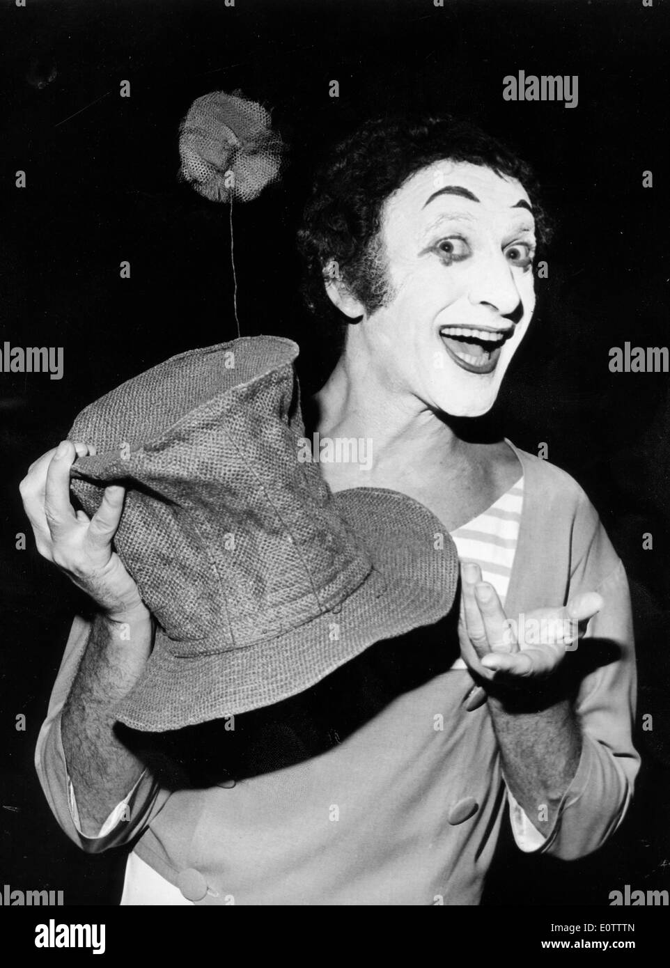 Portrait of French mime Marcel Marceau Stock Photo