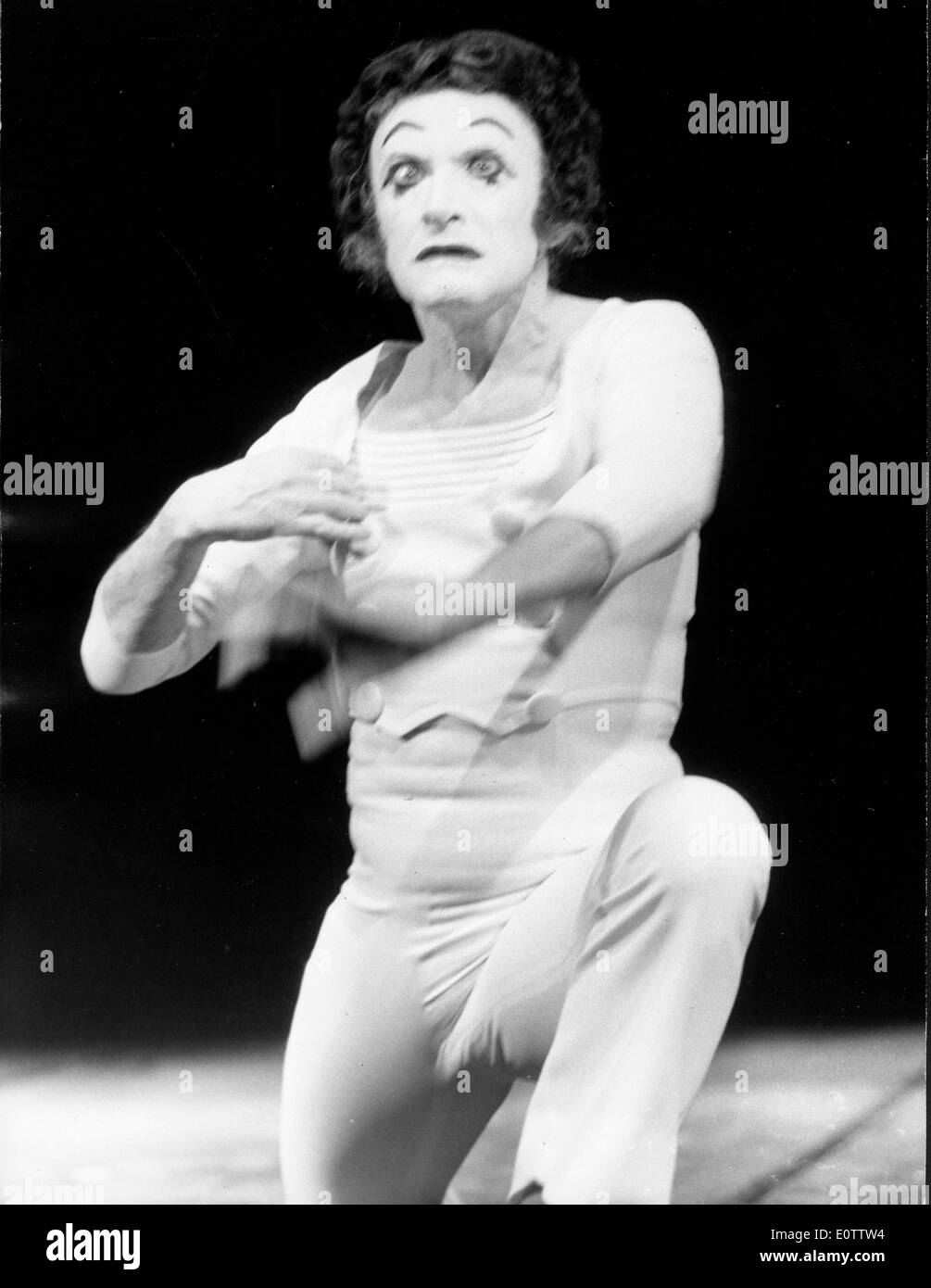 French mime Marcel Marceau acting during a show Stock Photo