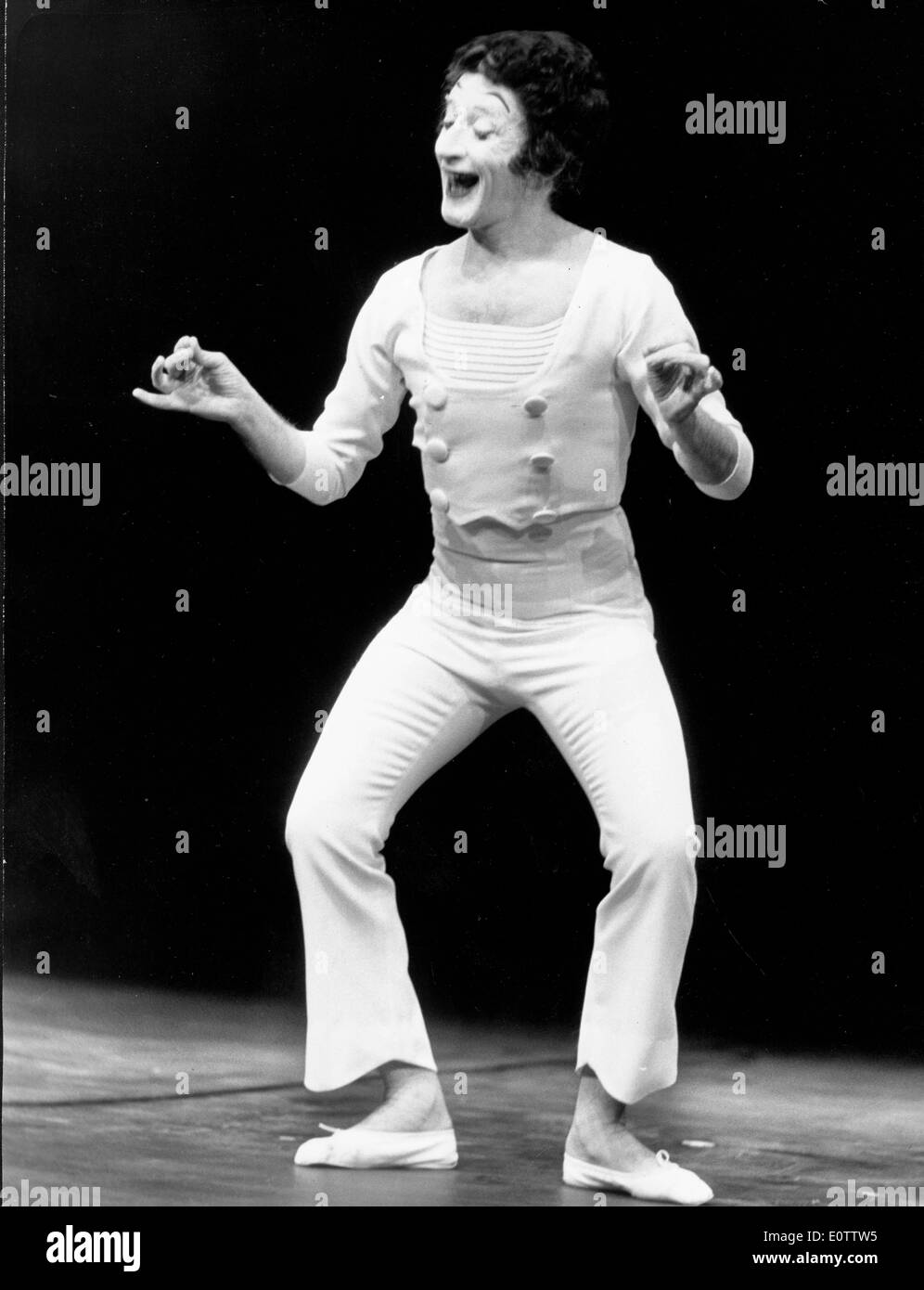 French mime Marcel Marceau acting during a show Stock Photo