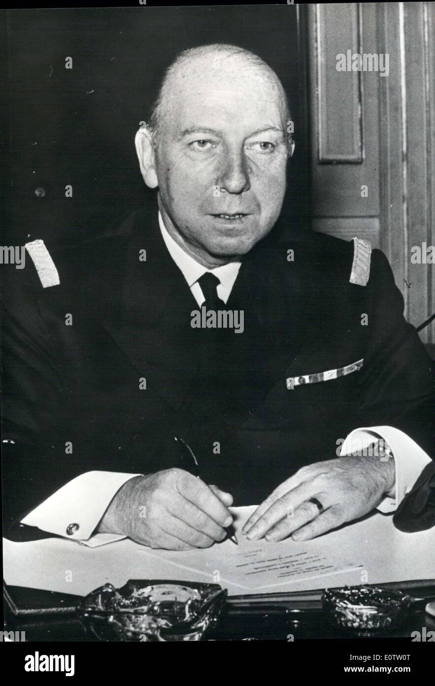 Sep. 12, 1960 - French admiral Max Douguet is taking command of NATO's naval forces as soon as this morning. The naval forces will be performing the exercises ''Ballast One'' and ''Cofferdam'' from September 20 to October 1st. Stock Photo