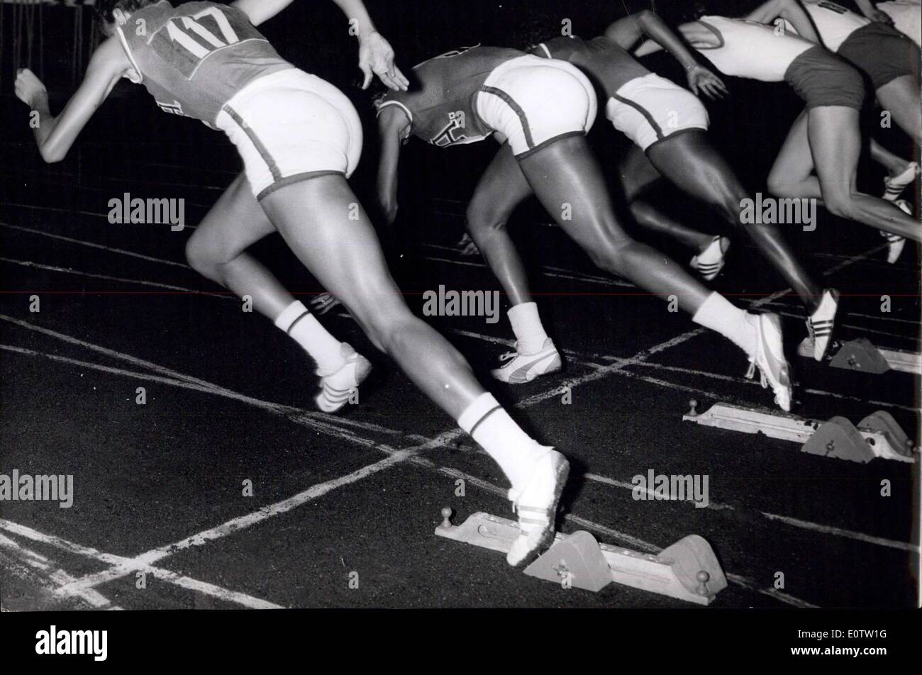 Sep. 16, 1960 - Quickest girl of the world, the american girl Wilma Rudolph in the evening in the Olympic Stage of Amsterdam. Wilma (117) goes from start for the 100 meter sprint. Stock Photo