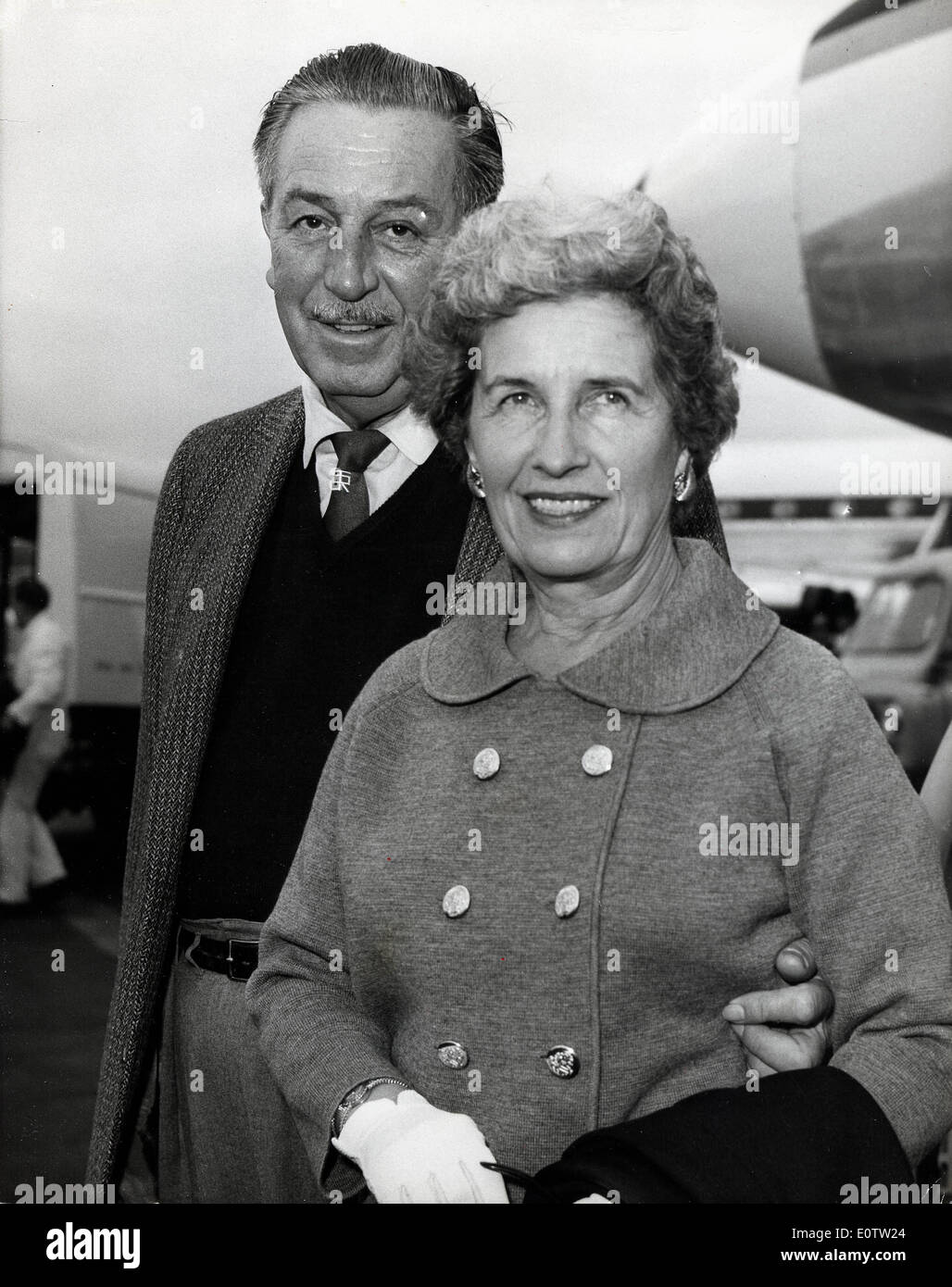 Walt Disney traveling with his wife Lillian Bounds Stock Photo
