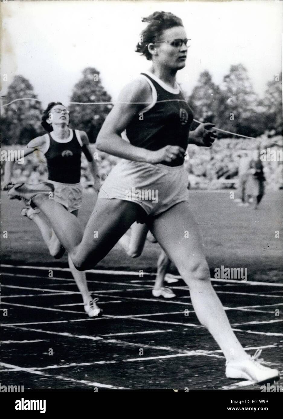 Aug. 08, 1960 - European record in the 200 meters run: was reached by Gisela Birkemeyer ( Gisela Birkemeyer) of East - Berlin with the time of 23.4 second. The new record was reached on occasion of the all - German competitions for selecting the Olympic team of Germany on Aug. 7th in Erfurt / East - Germany. Stock Photo