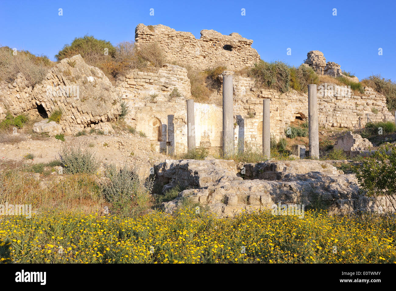 Ruins of an ancient temple near the city of Ashqelon, Israel Stock Photo