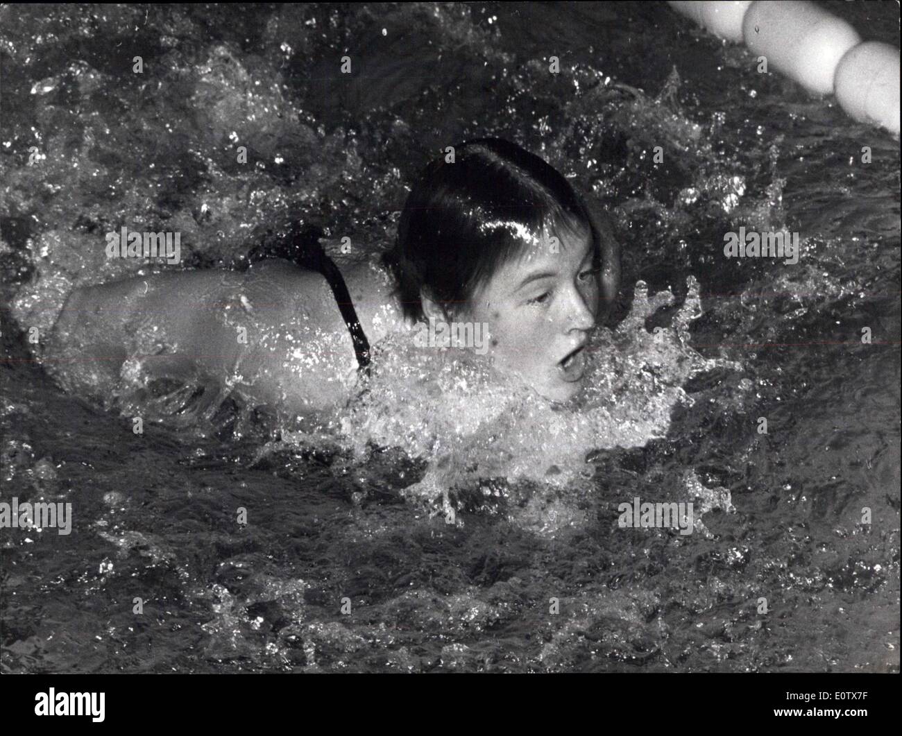 Aug. 30, 1960 - Christine Schuler United States - when she won the 100 M. Butterfly event - at the Olympic Pool - Rome this evening. Stock Photo