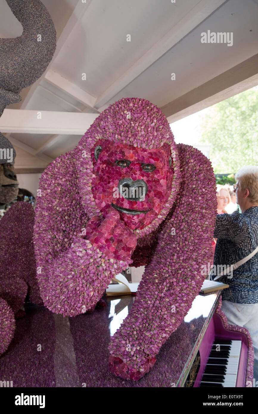 Chelsea, London, UK. 19th May 2014. A Gorilla decorated with pot porri at the RHS Chelsea Flower Show 201 Credit: Keith Larby/Alamy Live News Stock Photo