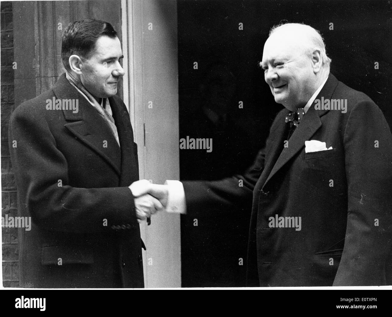 Andrei Gromyko shaking hands with another politician Stock Photo