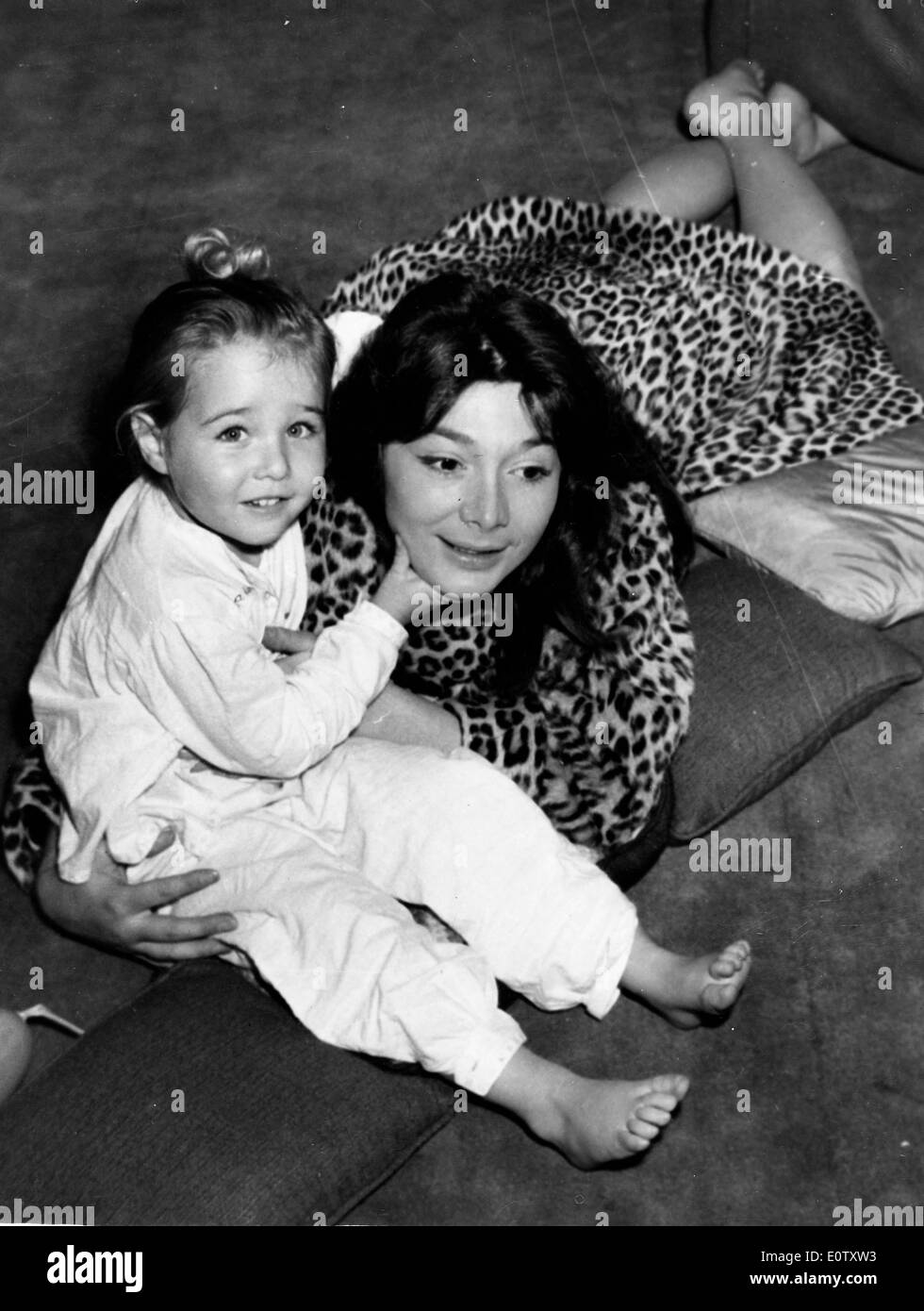 Juliette Greco playing with her daughter at home Stock Photo