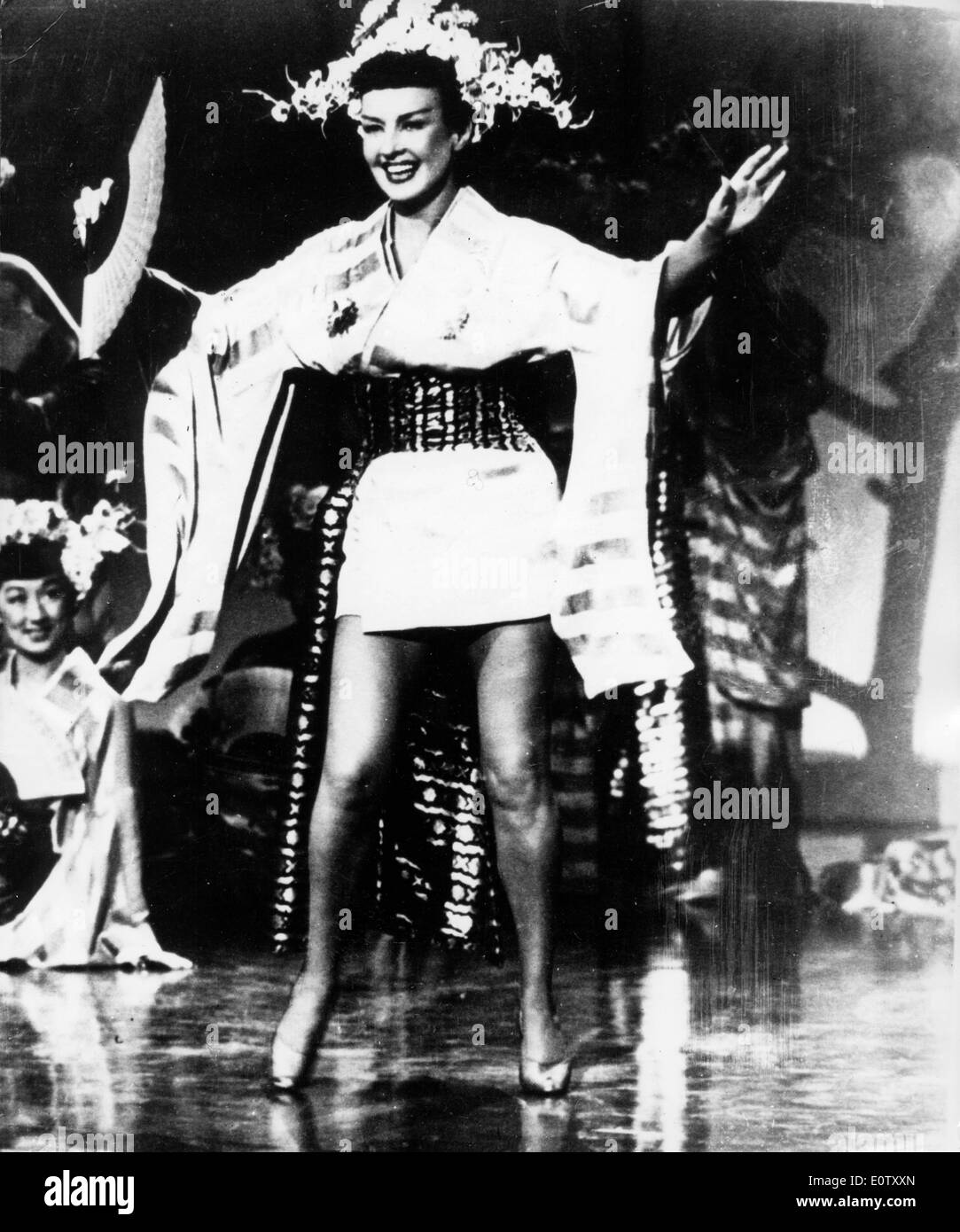 Actress Betty Grable on stage dancing during a performance Stock Photo