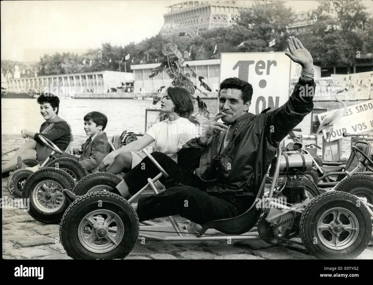 Oct. 08, 1960 - Karting is a new automobile sport that is practiced with small chairs that are equipped with motors. Stock Photo