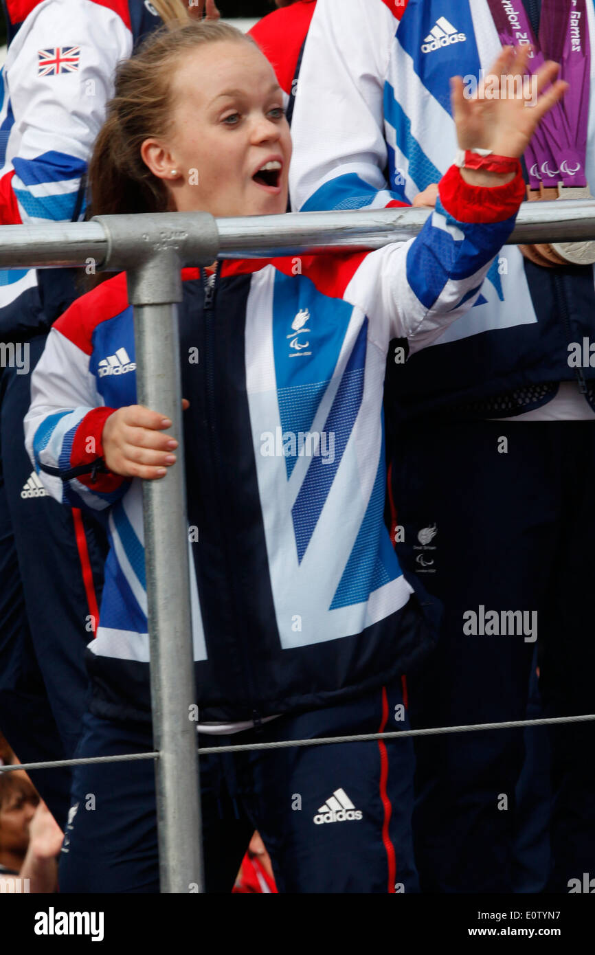 British Paralympic gold medal winning Eleanor Simmonds waves during the ...