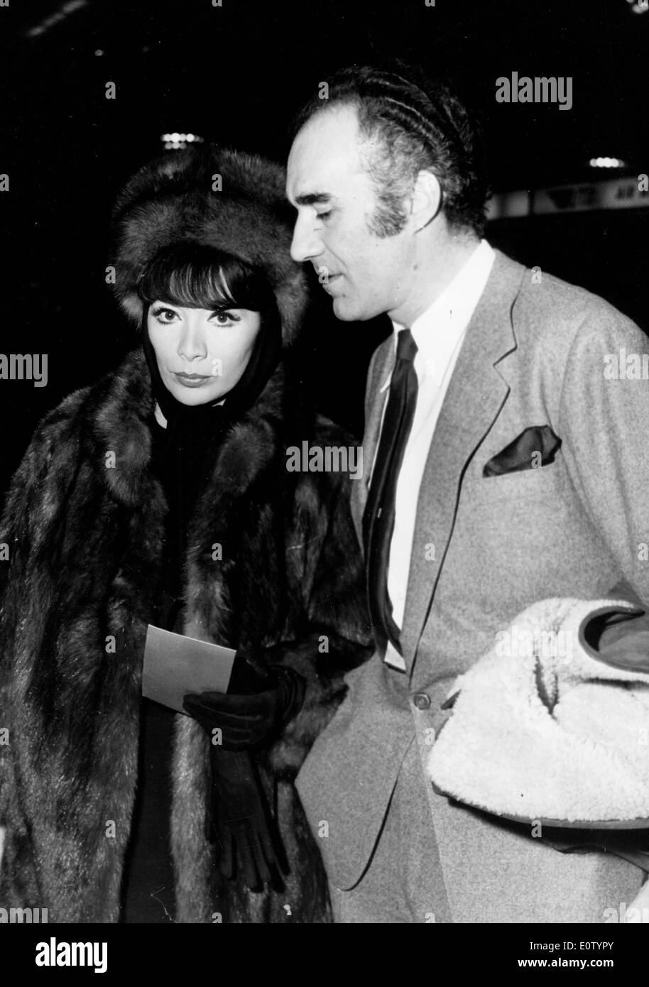 Juliette Greco and husband Michel Piccoli going out for the evening Stock Photo