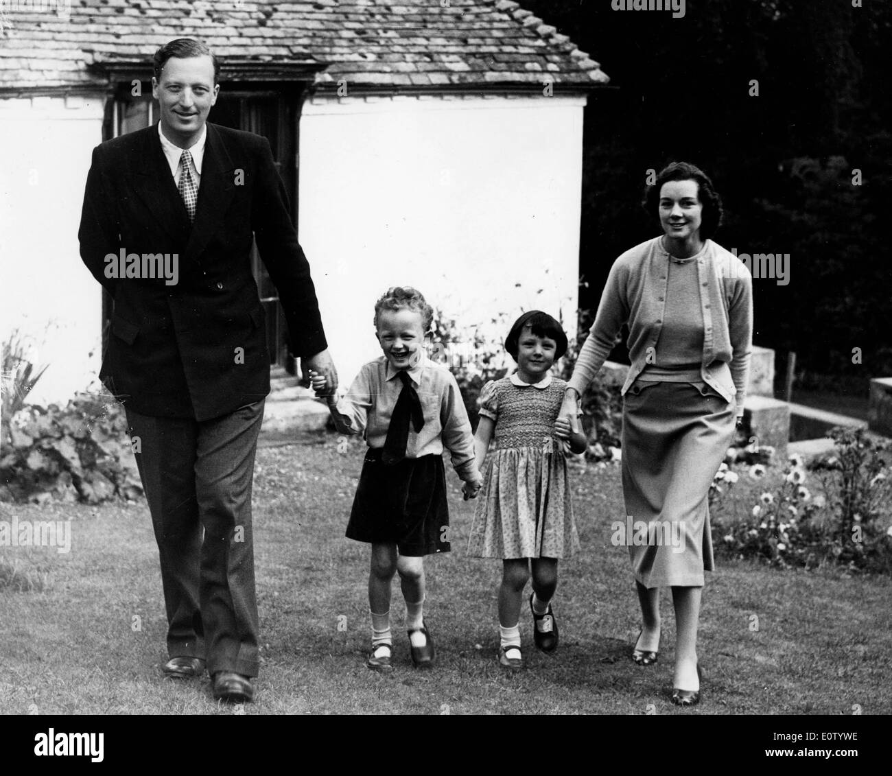 Michael Lithgow at home with his family Stock Photo