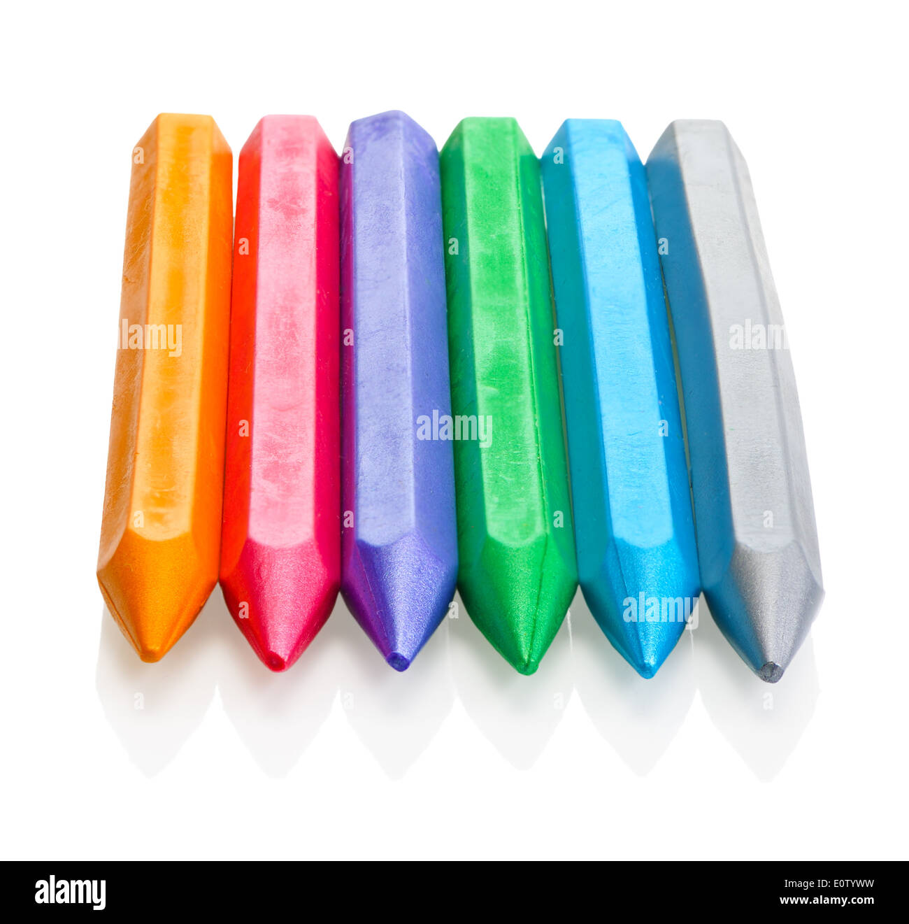 Pearl wax crayons on a white background, isolated. Stock Photo