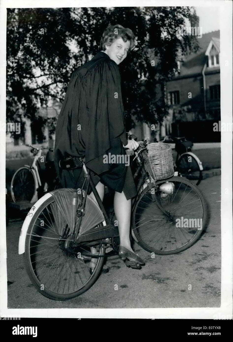 Oct. 10, 1960 - Princess Margrethe Of Denmark - Goes Cycling In Cambridge: Princess Margarethe 20 years old heiress to the Danish throne - started a year's study at Girton, Cambridge - today in archeology and international Law...The Princess, who is well known for her cycling trips around her native Copenhagen went for a cycle ride in Cambridge this afternoon. Photo Shows Princess Margrethe - while cycling in Cambridge this afternoon. Stock Photo