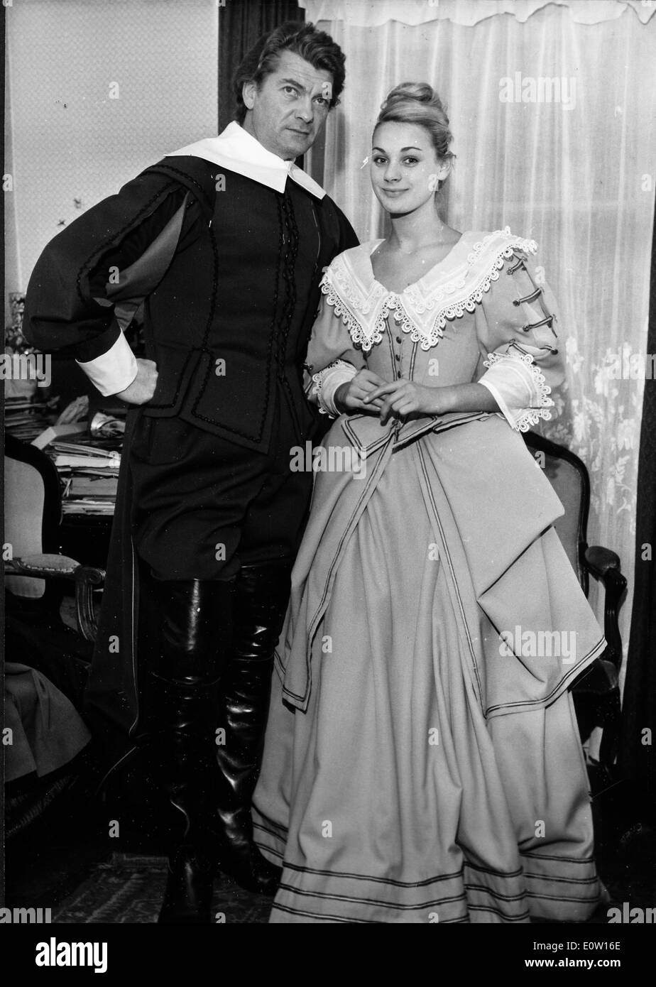 Jean Marais in costume with a co-star Stock Photo