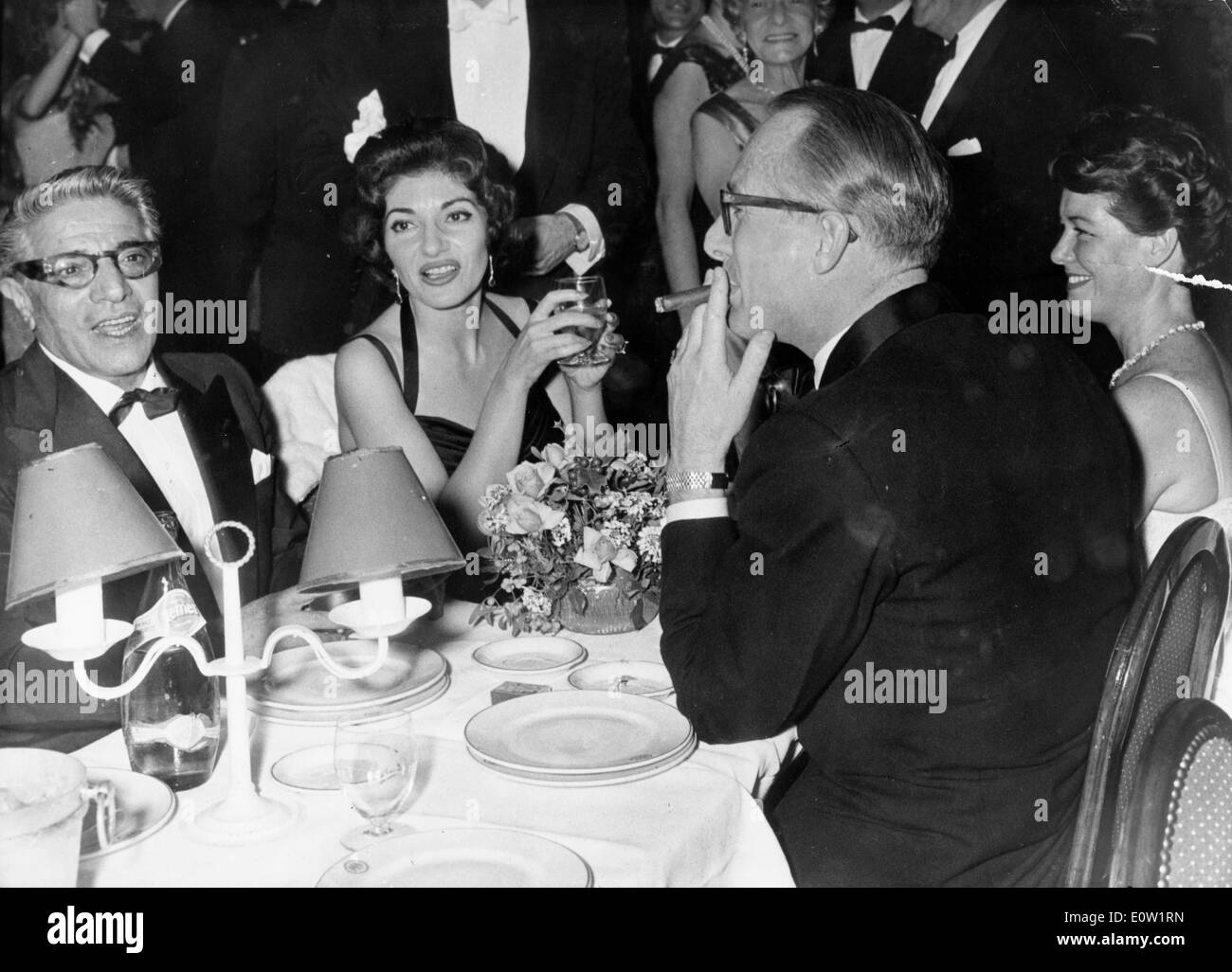 Aristotle Onassis and Maria Callas at a party Stock Photo