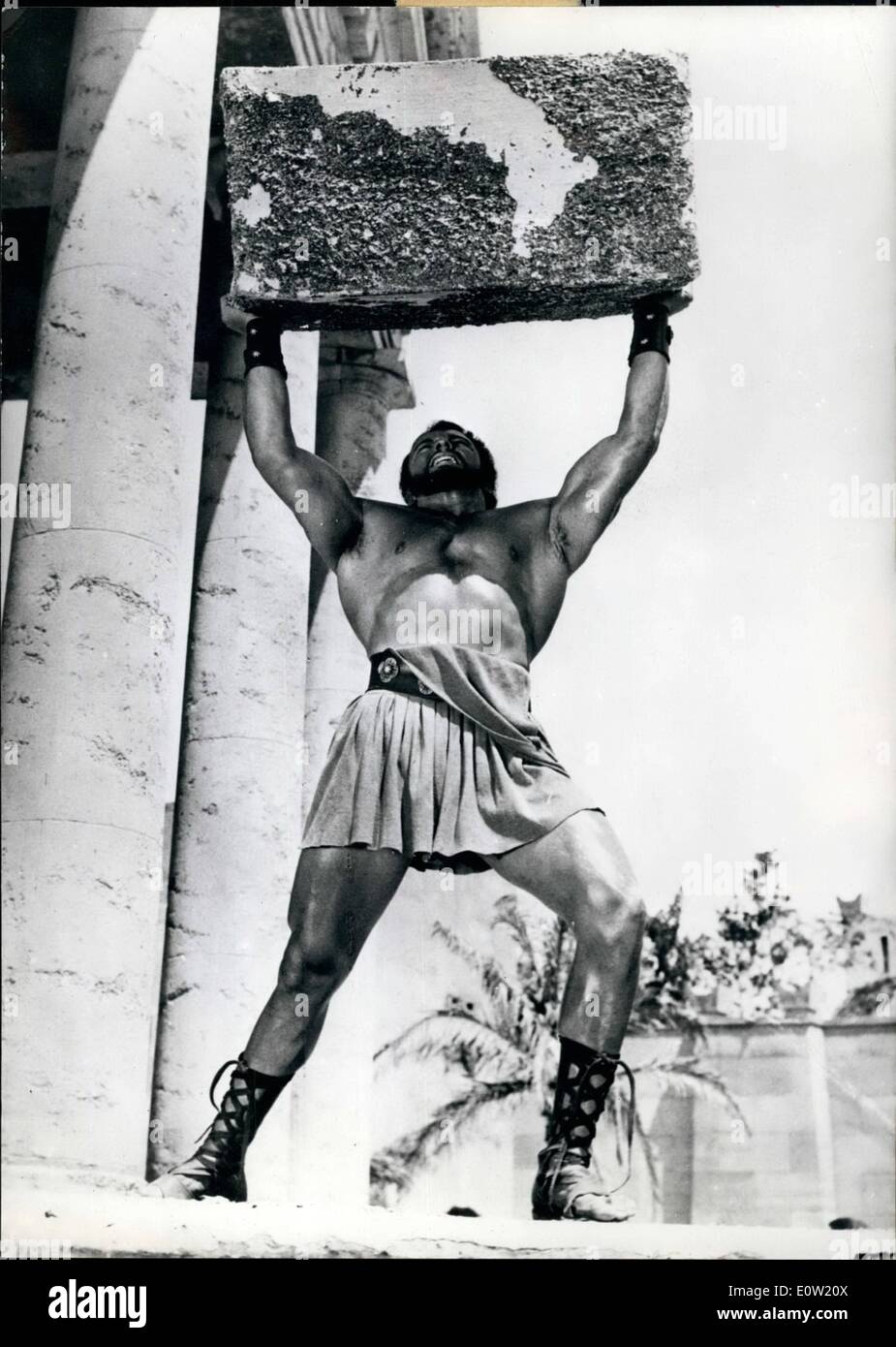 Dec. 12, 1960 - That's Nothing: for Hercules, the hero of the Greek myth whose adventures are now shown in an Italian monumental film. The title of the film is ''Die Rache des Herkules'' (The revenge of Hercules), and the American Mark Forest (Mark Forest) plays the part of Hercules. Stock Photo