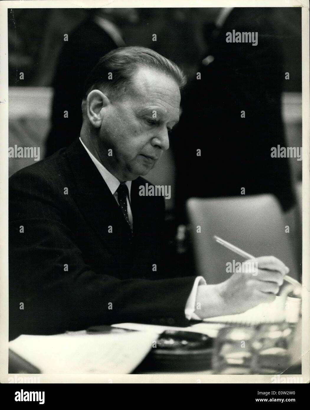 Feb. 13, 1961 - The security council had a brief meeting this morning on the situation in the republic of Congo. Secretary general Dag Hammarskjold just before making his report to the Security council. Stock Photo