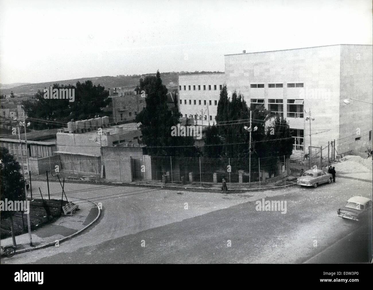 Mar. 03, 1961 - Preparations for the Eichmann trial.: On April 11th, 1961, in Jerusalem the trial against Adolf Eichmann, the former SS leader and the man ''responsible for the solving of the Jews problem'', will be opened. Our picture shows the ''People's House'' in Jerusalem where the trial will be held. Stock Photo