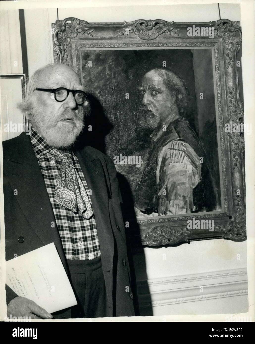 Augustus john supervises arrangement exhibition pictures hires stock