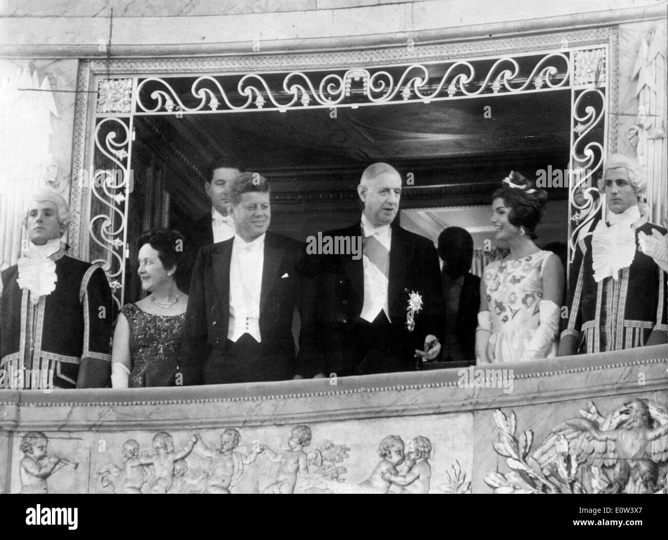 President Kennedy and Jackie visit Charles de Gaulle Stock Photo