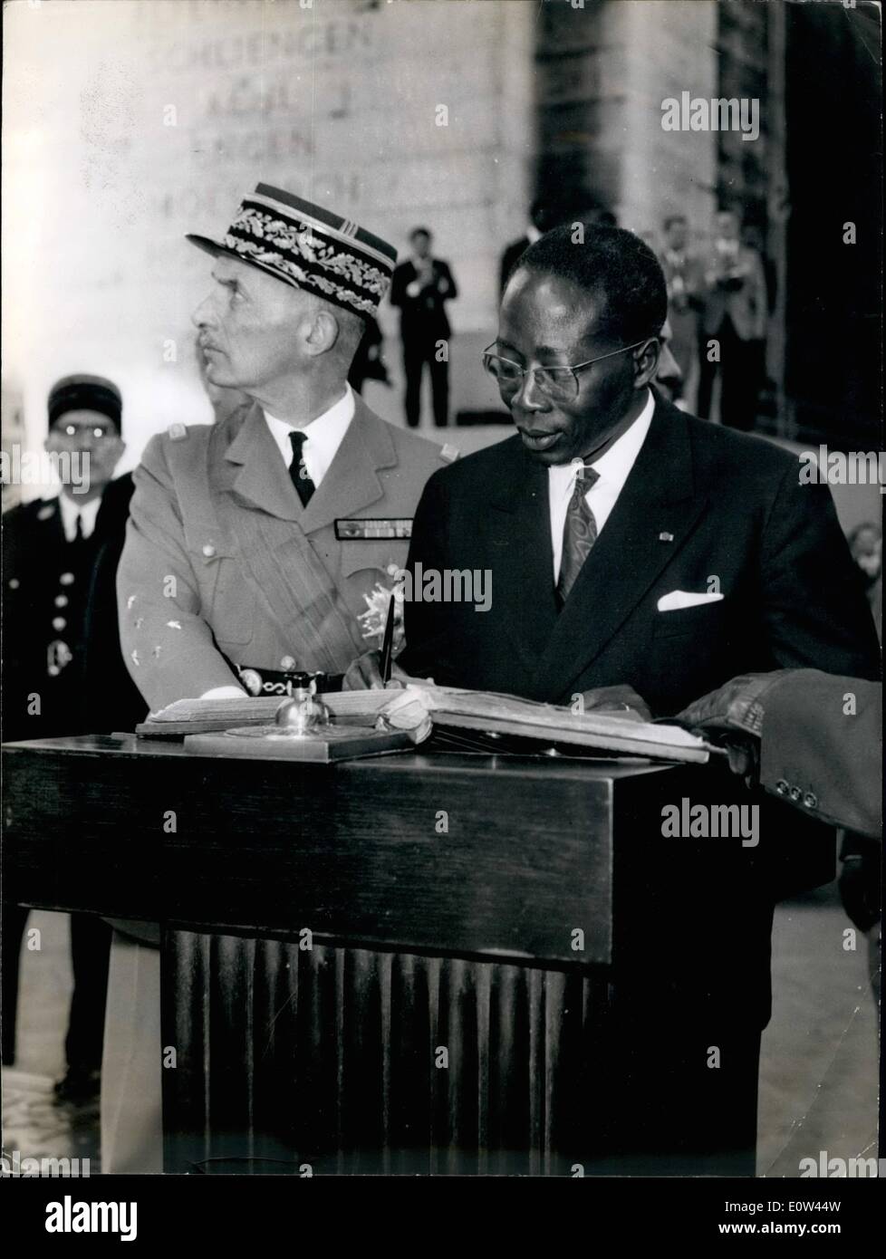 Apr. 04, 1961 - Senegal's President on State Visit to Paris: Photo shows M. Senghor, President of Senegal, Signing the Golden Book during the Ceremony at the Arc de Triomhe this afternoon. Stock Photo
