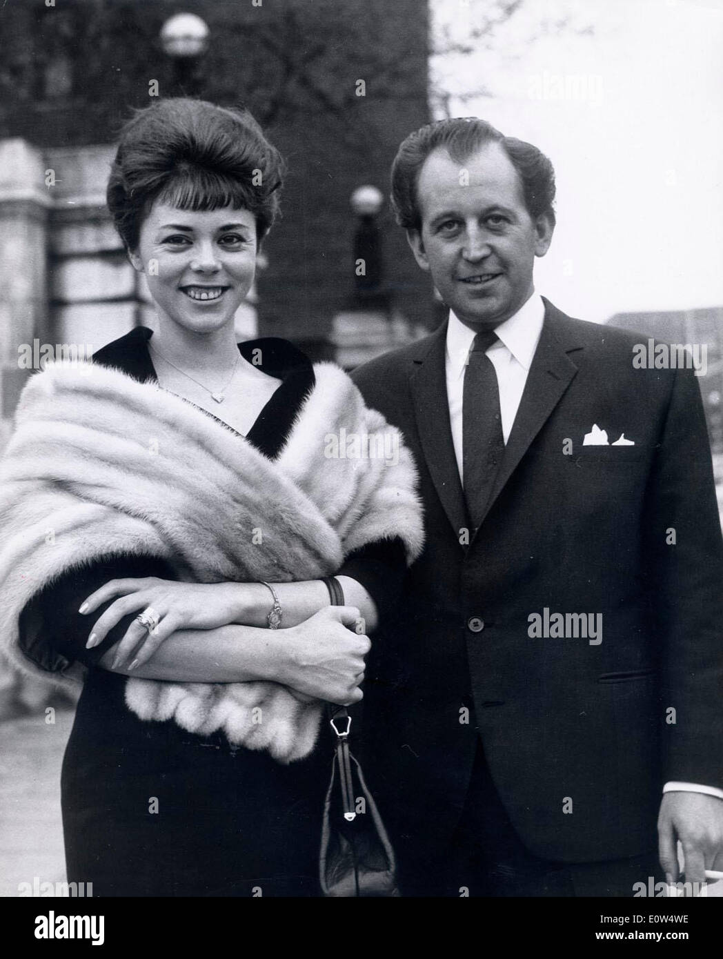 Apr 31, 1961 - London, England, United Kingdom - PAUL RAYMOND and his wife JEAN BRADLEY leave the London Sessions where Raymond Stock Photo