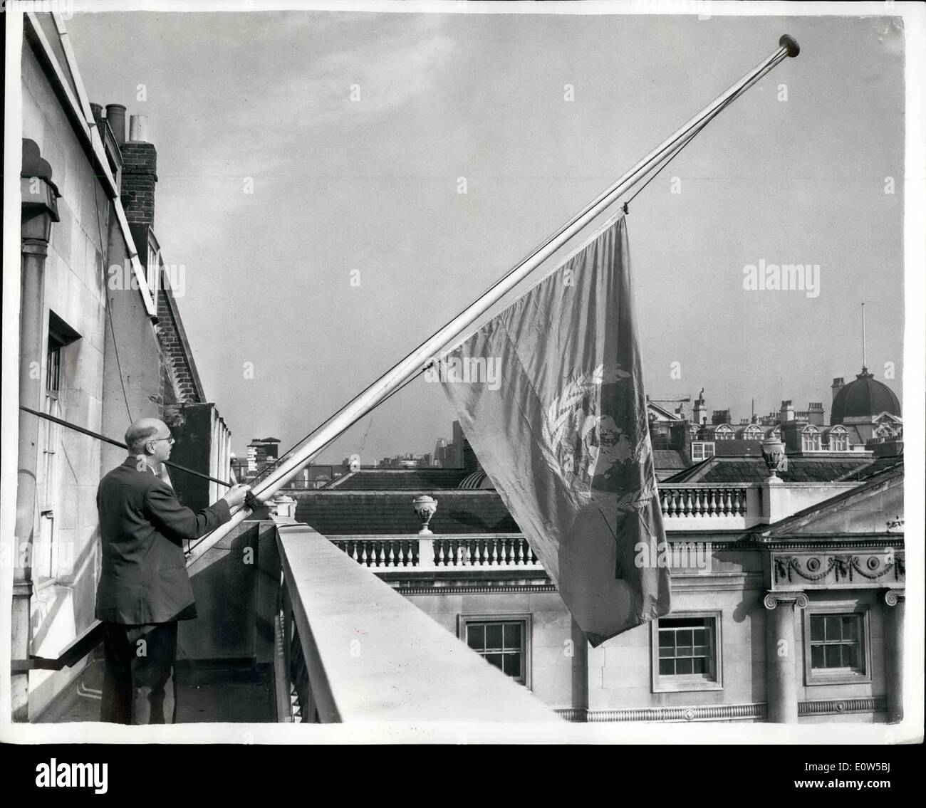 Sep. 09, 1961 FLAGS FLY AT HALFMAST FOR DAG HAMMAPSKJOLD ON THE
