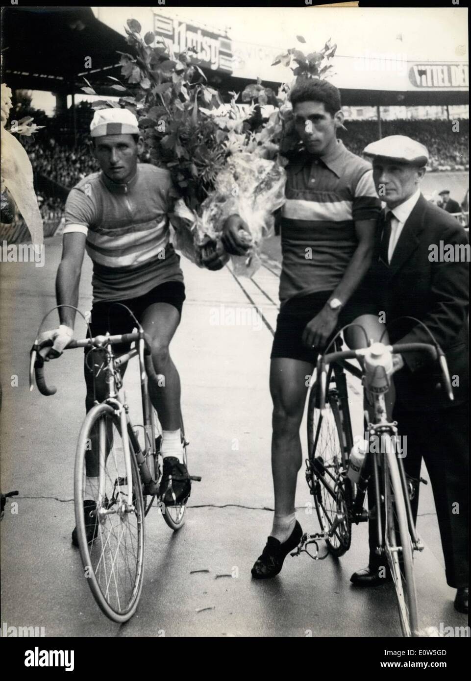 Jul. 07, 1961 - The Tour De France Bicycle Race Won By Anquetil: Jacques Anquetil (France) was crowned King of the 48th Tour De Stock Photo