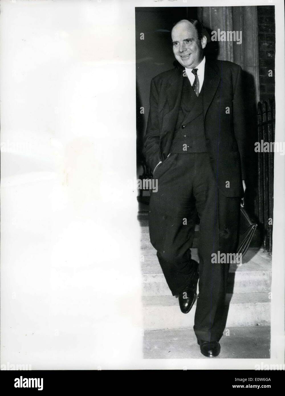 Oct. 09, 1961 - Two jobs for Iain Macleod in shake-up in the cabinet: Sweeping changes were made in the Cabinet after it made this afternoon at Admiralty House. Photo shows Iain Macleod, the former Colonial Secretary, who jew takes up two of Mr. Butler's jobs as Tory Party Chairman and Leader of the House of Commons, leaving Admiralty House after the meeting this afternoon. Stock Photo