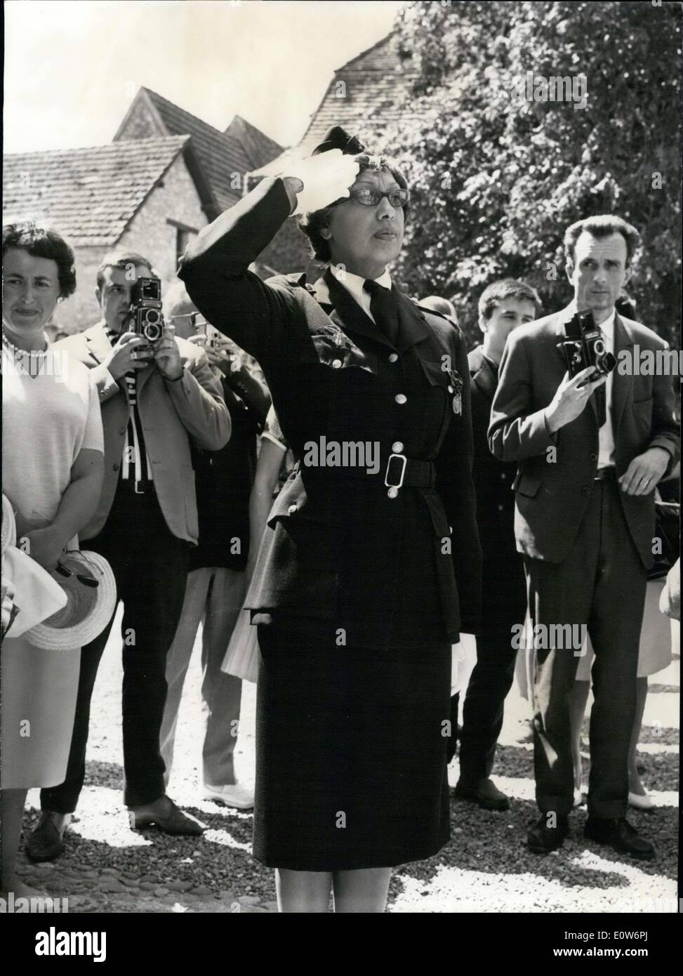 Aug. 19, 1961 - The award is given to her by General Vallin for her help in the resistance. Stock Photo