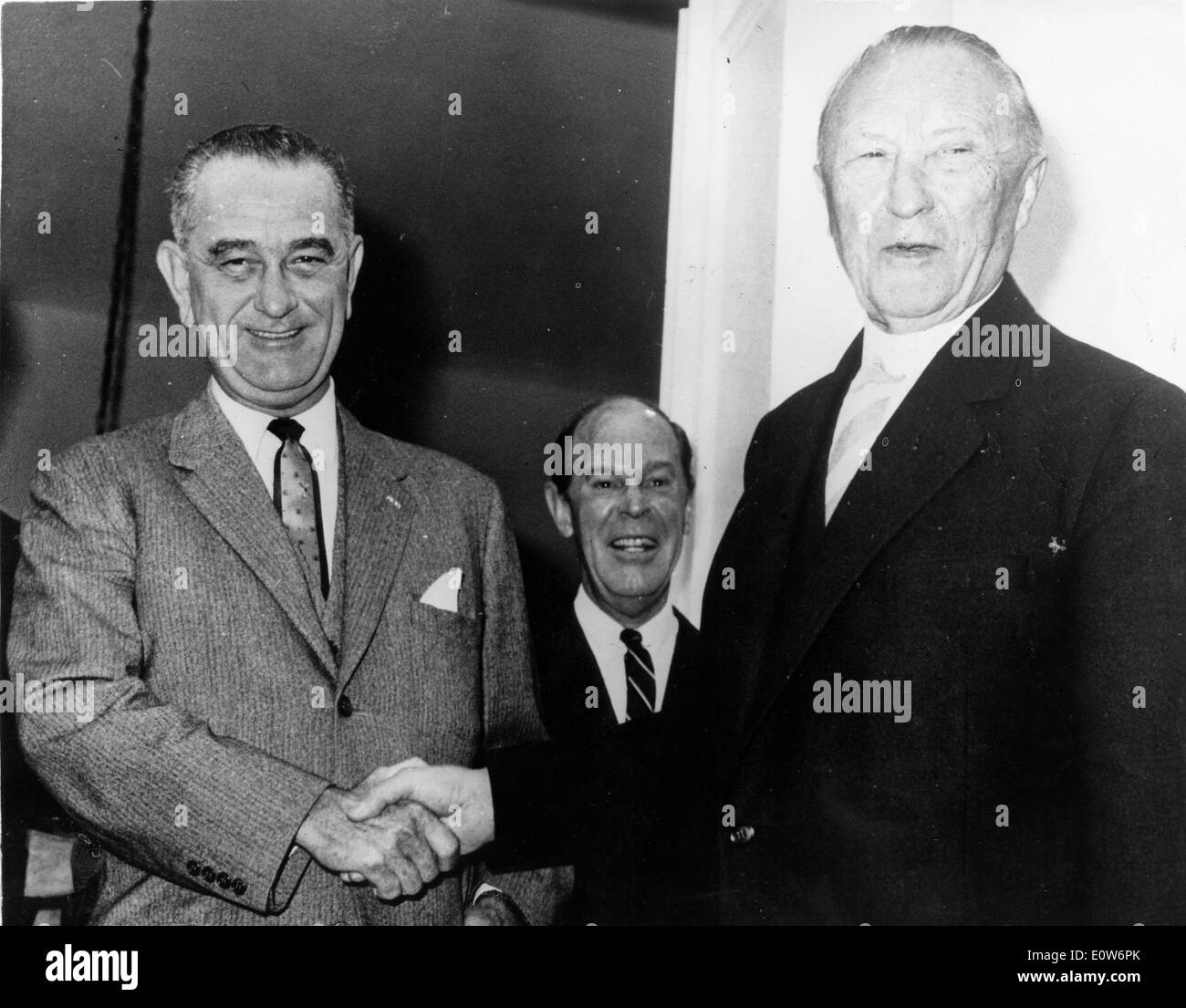 President Lyndon B. Johnson with Dr. Konrad Adenauer Stock Photo
