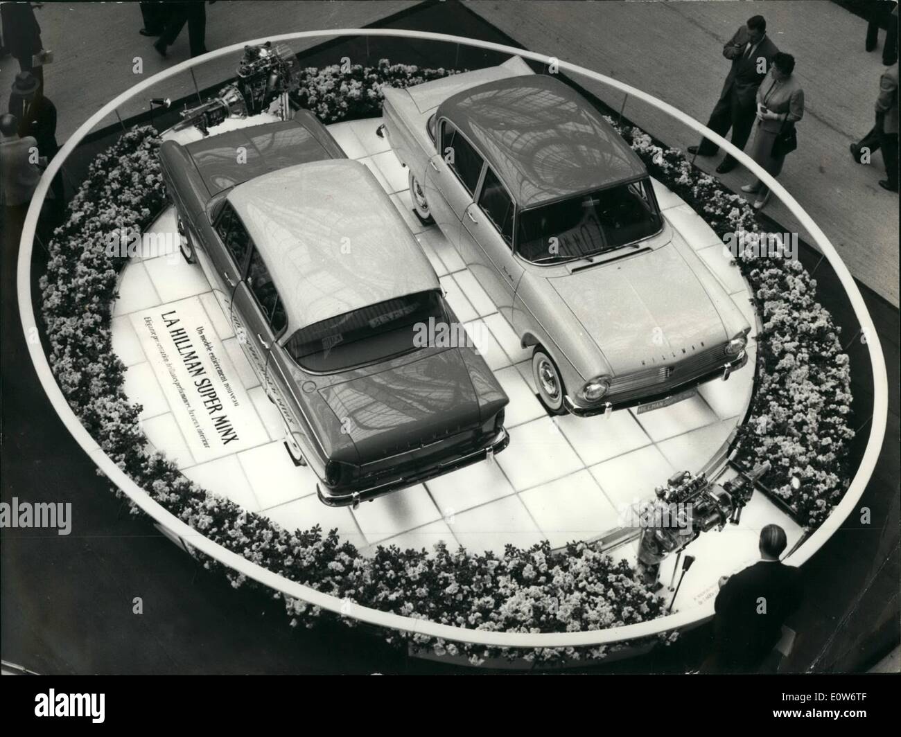 Oct. 10, 1961 - Paris motor show 1961 opens: The Hillmans displayed at the Paris motor show seen from above. Stock Photo