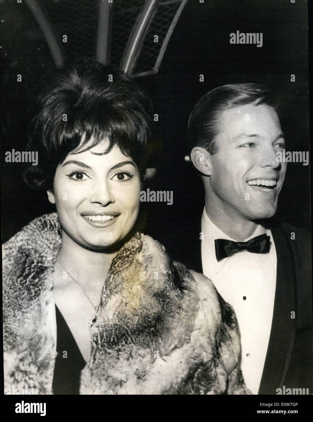Dec. 12, 1961 - Royal Command Film Premiered In Hollywood: A Premiere for the film West Si Story, which has been chosen for the Royal Command Performance in London was held recently at Grauman's Chinese Theatre in Hollywood. Photo shows The new TV star Richard Chamberlain and his date, Italian actress Rosano Sohiaffino, attending the film showing at Grauman's. Stock Photo