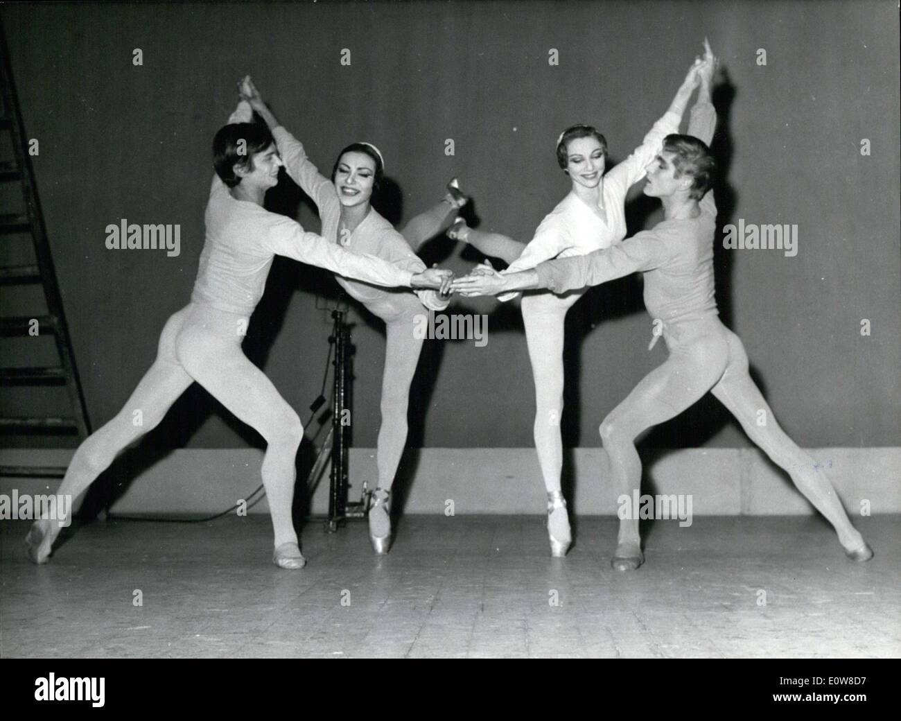 Jan. 13, 1962 - Right to left: Rudolph Nureyev, Rosella Hightower, Sonia Arova, and Erik Bruhn. ne Pictur Stock Photo