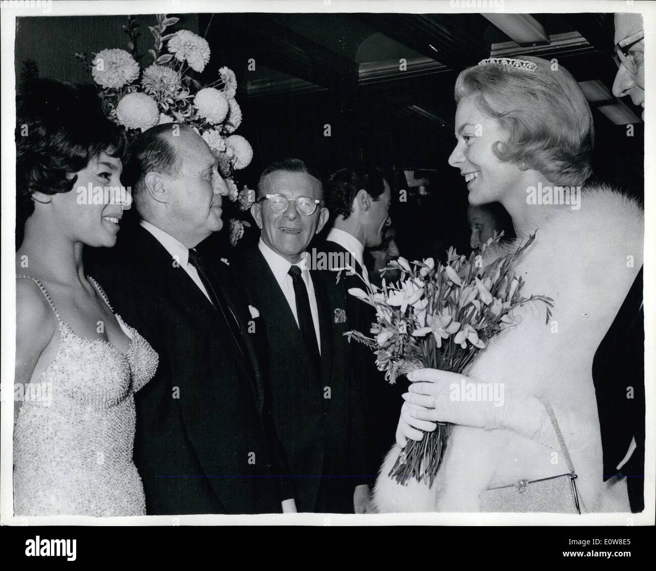 Nov. 11, 1961 - Royal variety performance held in London last night: Photo shows following the Royal Variety Peformance at the Prince of Wales theatre, London, last night, members of the Royal Family met a number of the stars backstage. Here H.R.H. The Duchess of Kent is seen chatting with singing star Shirley Bassey. Jack Benny is seen standing next to Miss Bassey. Stock Photo