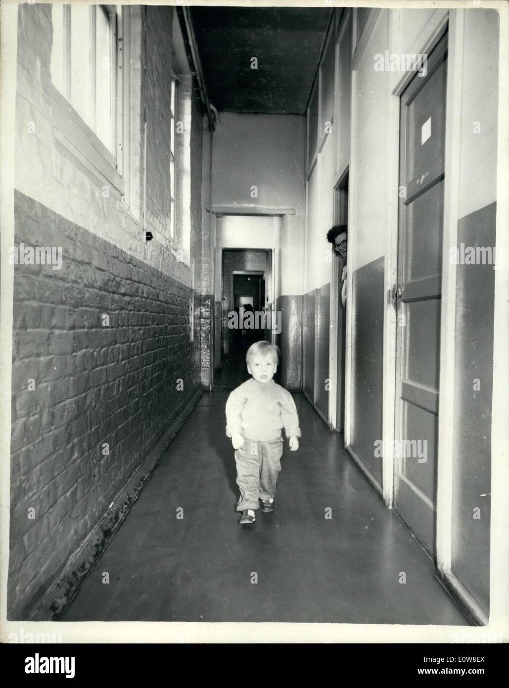 Nov. 11, 1961 - LONDON COUNTY COUNCIL OPENS CENTRES FOR HOMELESS TO PRESS INSPECTION TODAY Members of the Press were today to vieit the London County GounoilleIntre for Homeleee Families at Newington ate in London. PHOTO SHOWS: 18-month-old PETER PRICE, one of the Homelese at ''ewington Lane today. He is one of six ohildren in a family and has been at the oentre fo,.. three weeks, Stock Photo