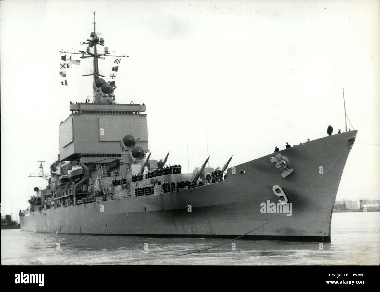 Jan. 28, 1962 - ''Long Beach'' Is the First Nuclear Powered American Navy Cruiser PRE Stock Photo