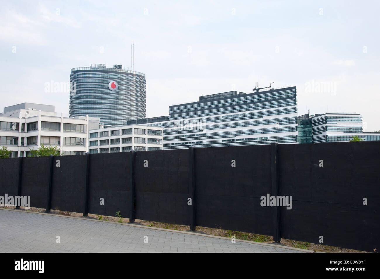 Vodafone Campus behind a black fence, Dusseldorf, Germany Stock Photo
