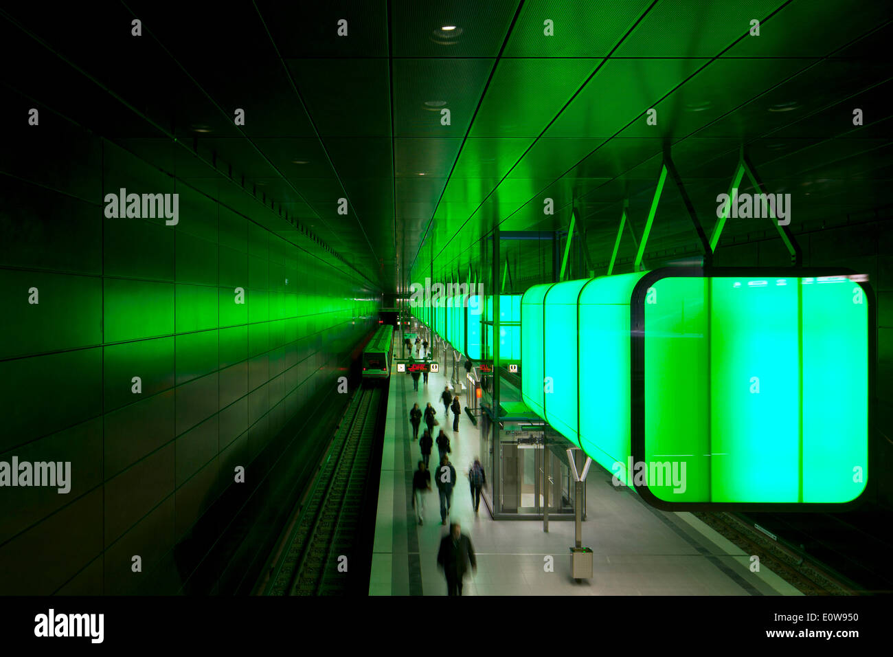Light installation in the U-Bahn HafenCity Universität subway station, U4 subway line, HafenCity, Hamburg, Germany Stock Photo