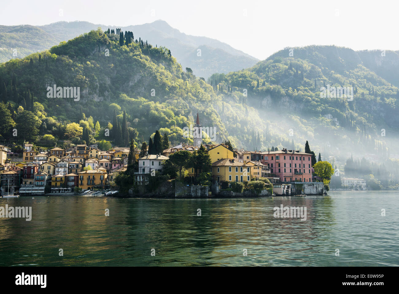 Village on the lake, Varenna, Lake Como, Lago di Como, Lecco province, Lombardy, Italy Stock Photo