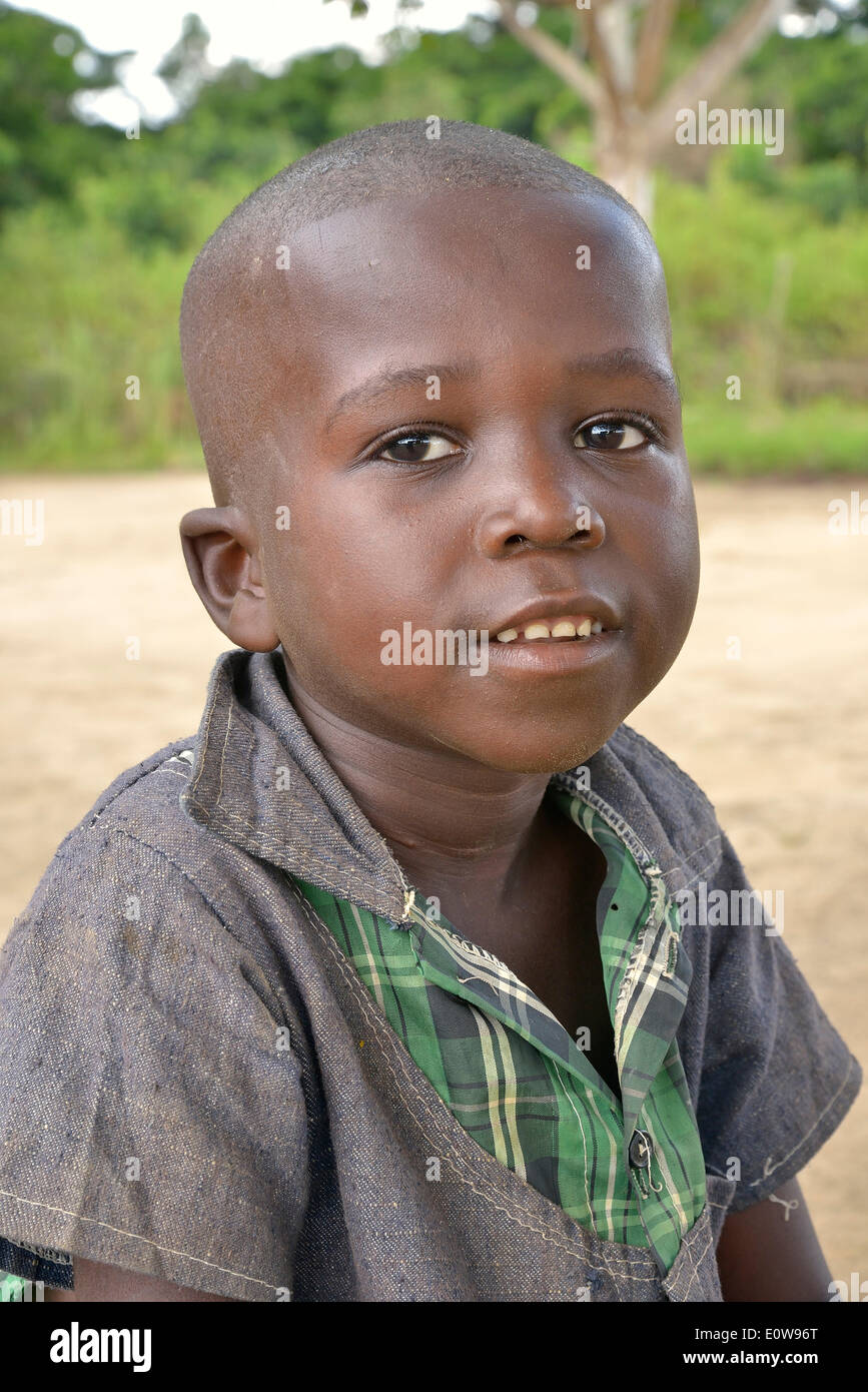 Boy, Portrait, Nkala, Bandundu Province, Democratic Republic of the Congo Stock Photo